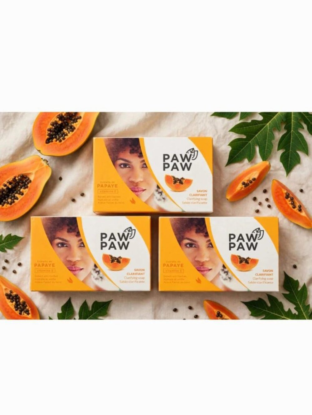 PAW PAW 3 Pack Clarifying Soap Papaya Extract + Vitamin E - Anti-Dark Spots - Ne